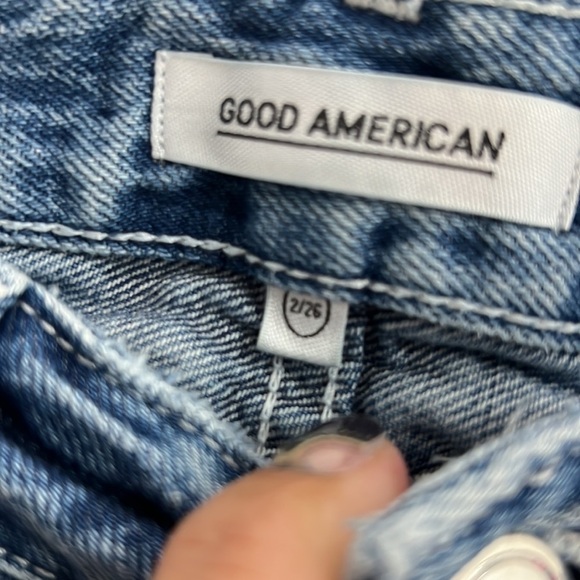 🛍️Hand painted 🌈 ombre rainbow Good American denim mom shorts 100% cotton 2/26 - Picture 8 of 8